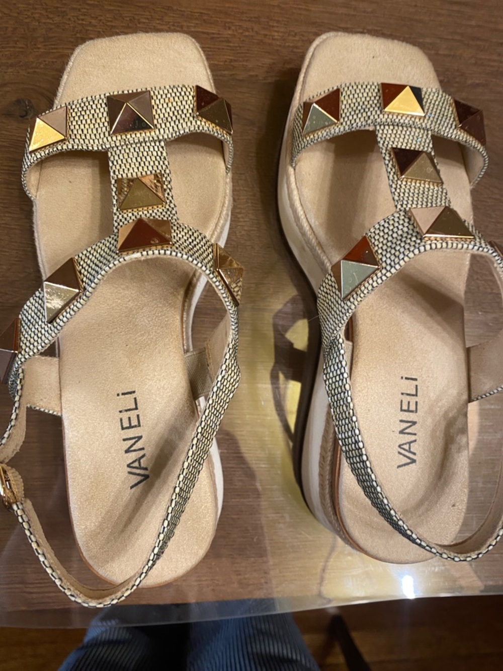 VANELi Women's Gold Pyramid-Stud Slide Sandals - Neutral Metallic